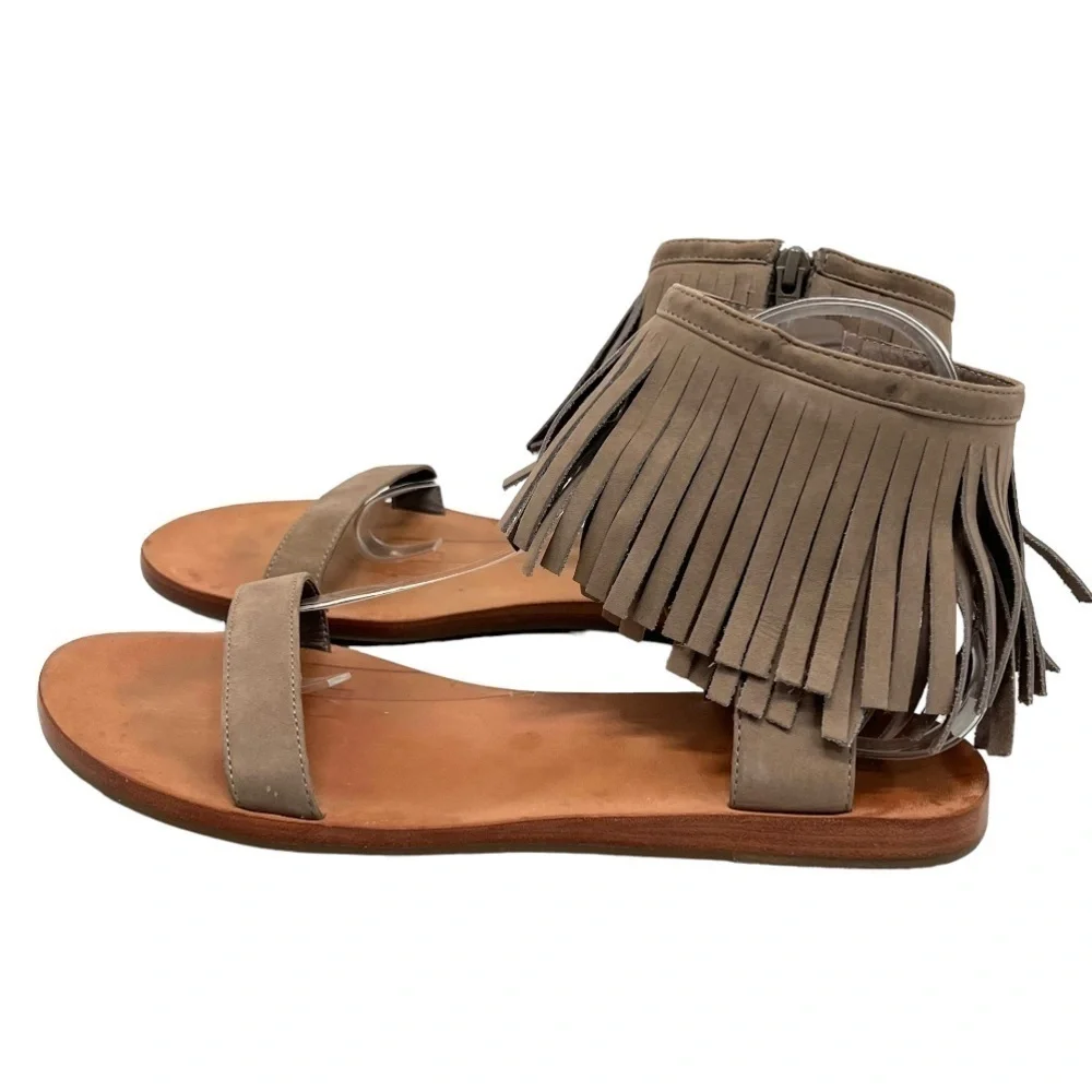 Kate Spade Alex Taupe Suede Fringe Sandals Women’s 9